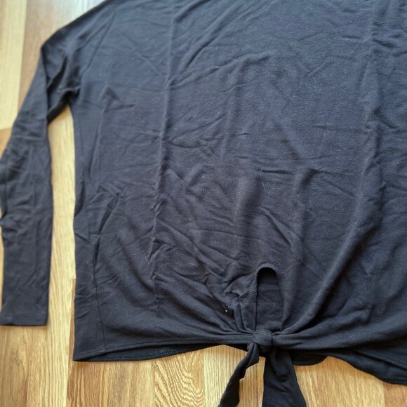 J. Crew Black Tie Front Long Sleeve Tee - Picture 2 of 11